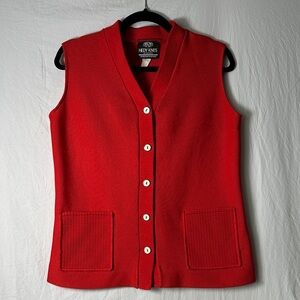 Women's Red Button-Up Cardigan Vest